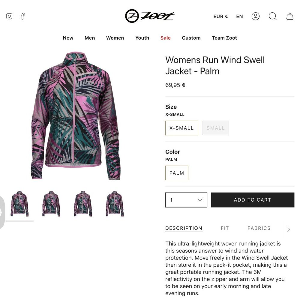 Zoot Sports Wind Swell Full Zip Run / Athletic Jacket XS